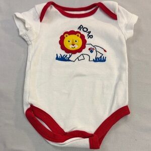 Fisher-Price Vintage 3 mo Roaring Bodysuit/Onesie - Yellow, Red, Blue, White